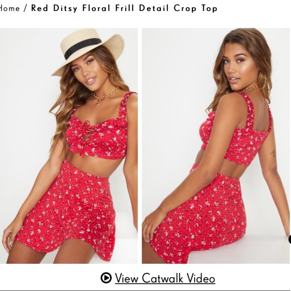 Red floral matching set